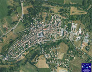 Vue aérienne de la bastide de Monségur