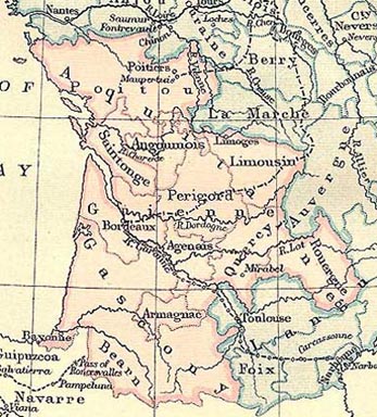 carte de la Guyenne en 1360