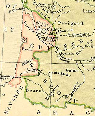 carte de la Guyenne en 1429
